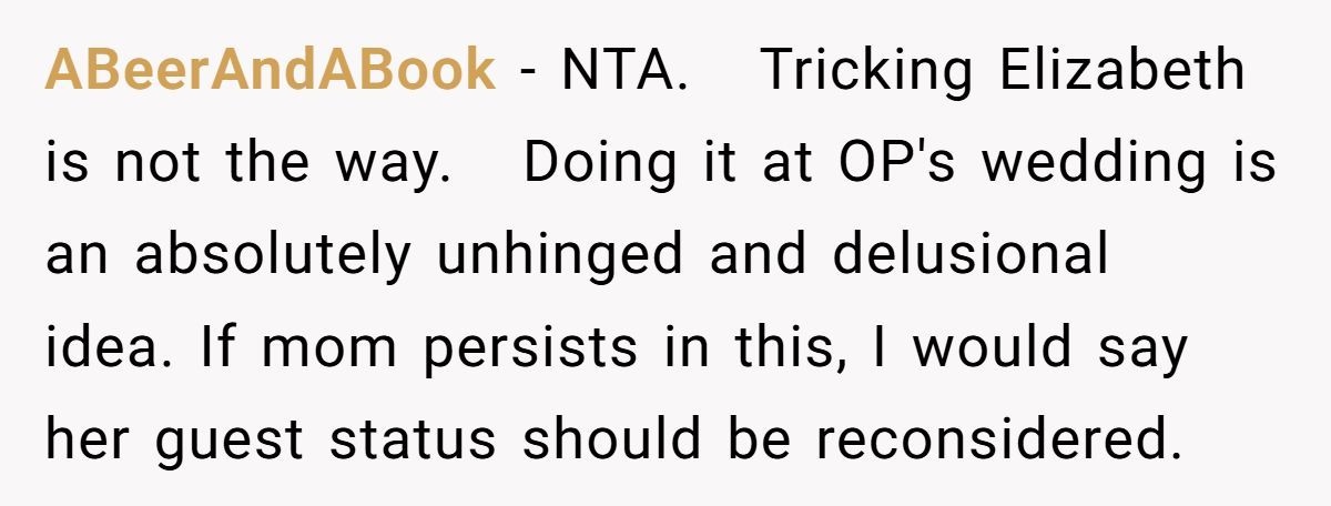 Groom Blocks Mom From Using Wedding to Force Reunion With Hateful Sister Generated by Aubtu.biz