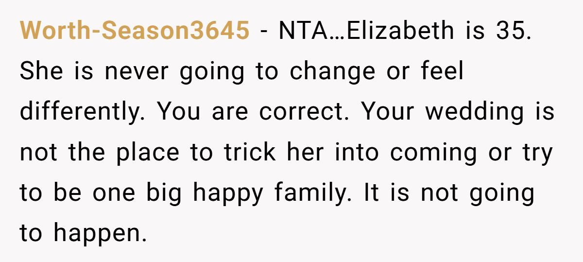Groom Blocks Mom From Using Wedding to Force Reunion With Hateful Sister Generated by Aubtu.biz