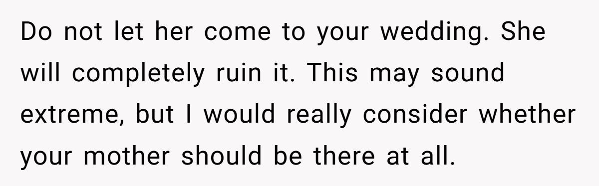 Groom Blocks Mom From Using Wedding to Force Reunion With Hateful Sister Generated by Aubtu.biz
