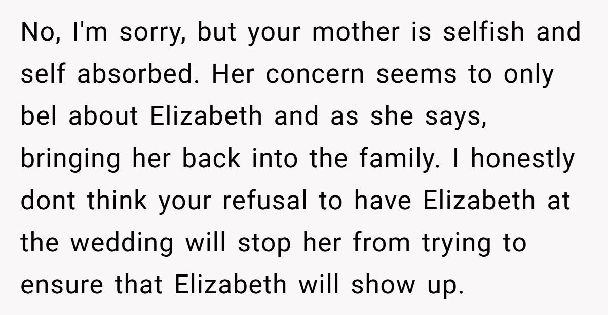 Groom Blocks Mom From Using Wedding to Force Reunion With Hateful Sister Generated by Aubtu.biz