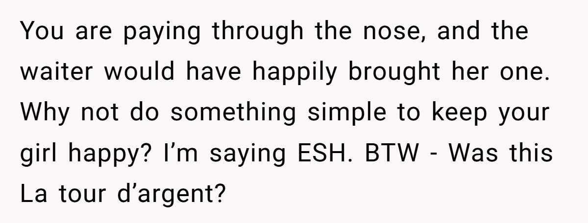 Menu Misstep: Redditor Faces Girlfriend’s Fury Over French Restaurant Tradition Generated by Aubtu.biz