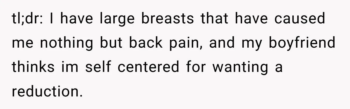 Her Health vs. His Ego: She Chose a Bast Reduction Over Her Boyfriend Generated by Aubtu.biz