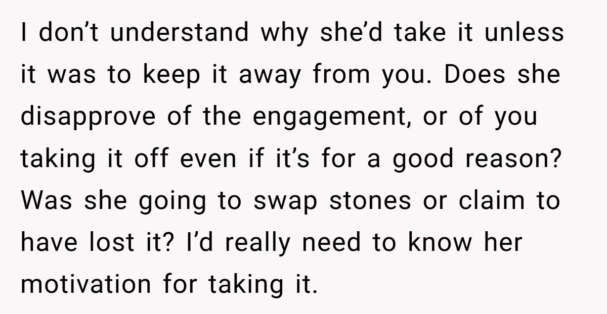 Woman Told Her Future MIL That Her Engagement Ring Was Cursed After She Stole It Generated by Aubtu.biz