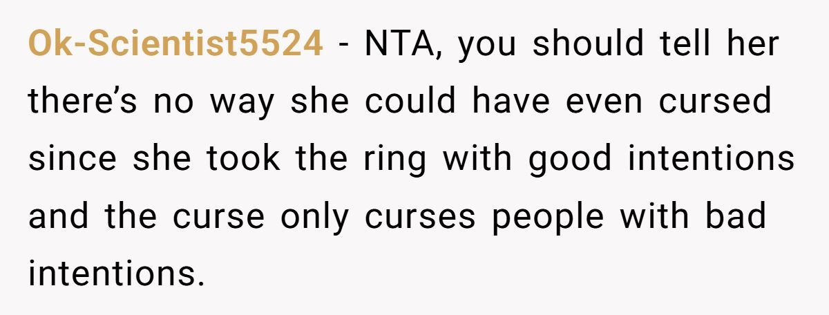 Woman Told Her Future MIL That Her Engagement Ring Was Cursed After She Stole It Generated by Aubtu.biz