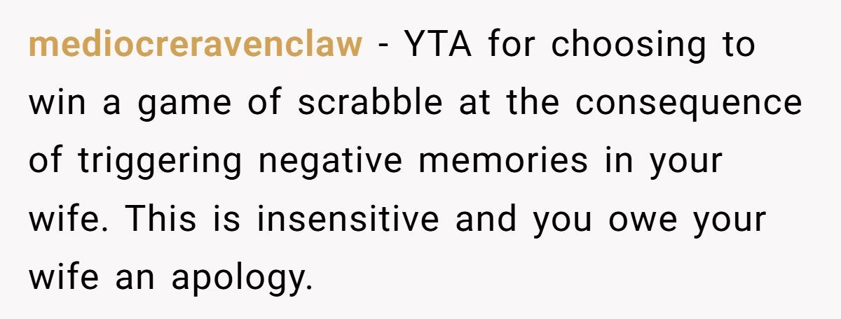 He Played “Miscarry” in Scrabble to Win Against His Wife—Right After Her Miscarriage, and Now She Won’t Speak to Him Generated by Aubtu.biz