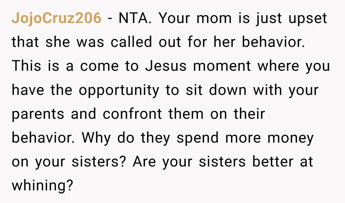 A Teen Questioned Why Her Sister Gets Better Treatment - Mom Says She's 'Causing Drama' Generated by Aubtu.biz