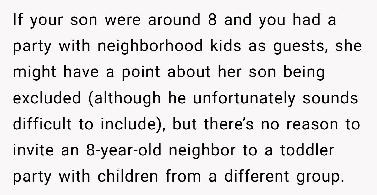 Toddler Party Snub: Was Excluding Neighbor’s 8-Year-Old A Smart Call Or A Social Faux Pas?