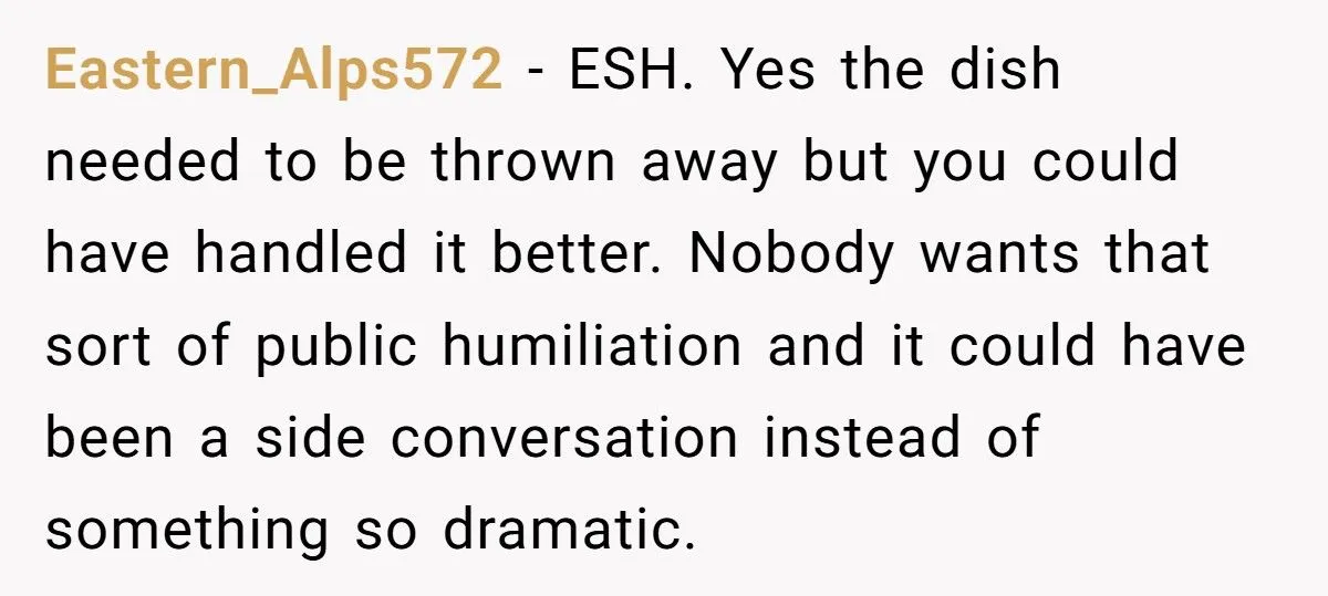 He Threw Out Her Dish Over Dog Hair at Potluck - Was His Public Outburst Too Harsh?