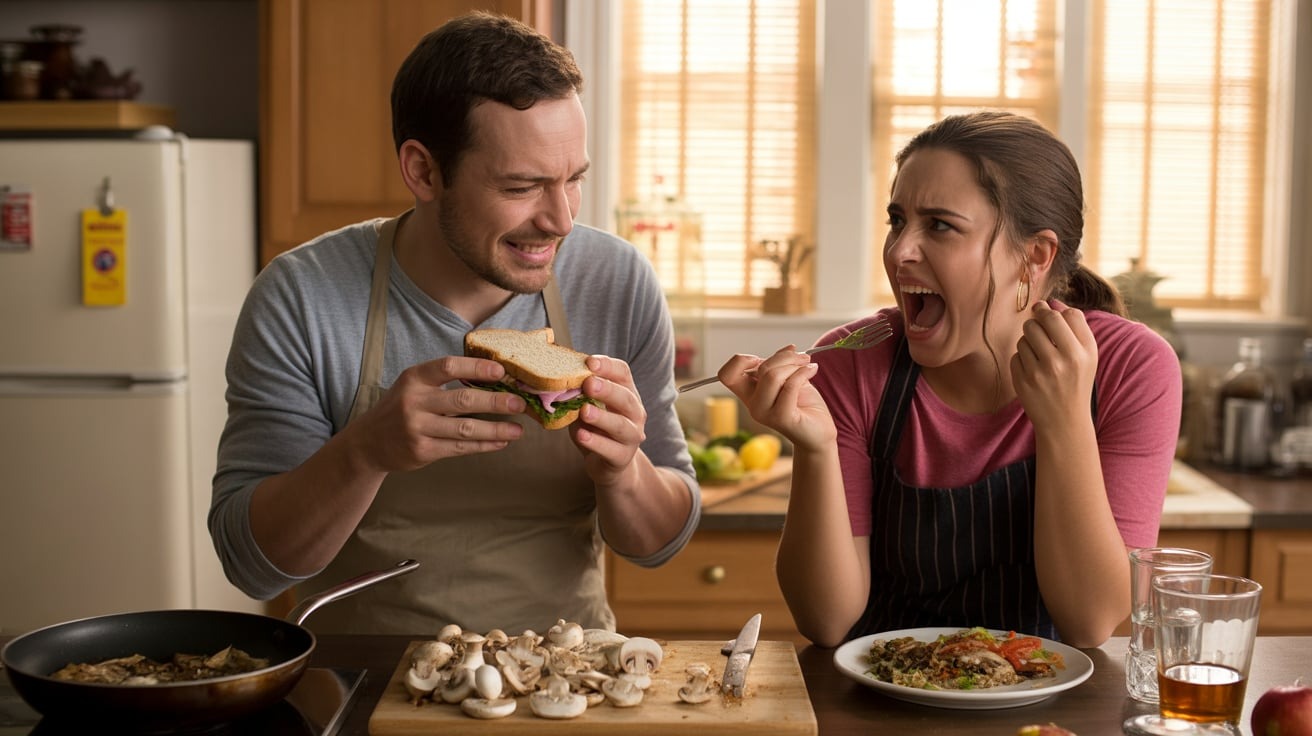 He Tried to Protect His Food from His Girlfriend - By Adding Mushrooms She Hates