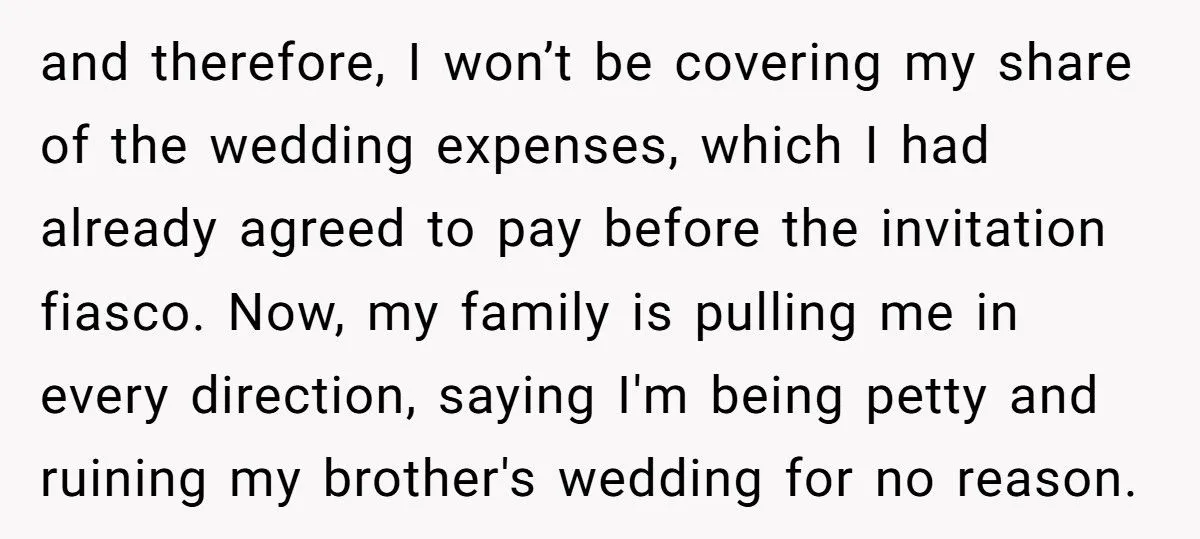 Man Refuses To Pay For Brother’s Wedding After Brother Invites His Cheating Ex Generated by Aubtu.biz