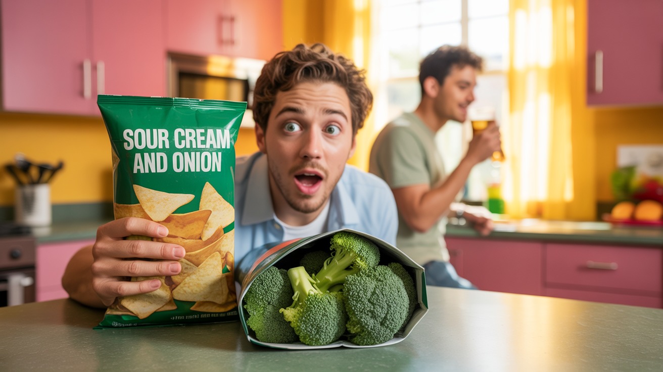 Roommate Kept Stealing Snacks, So He Trapped Him With A Bag Of Broccoli Chips
