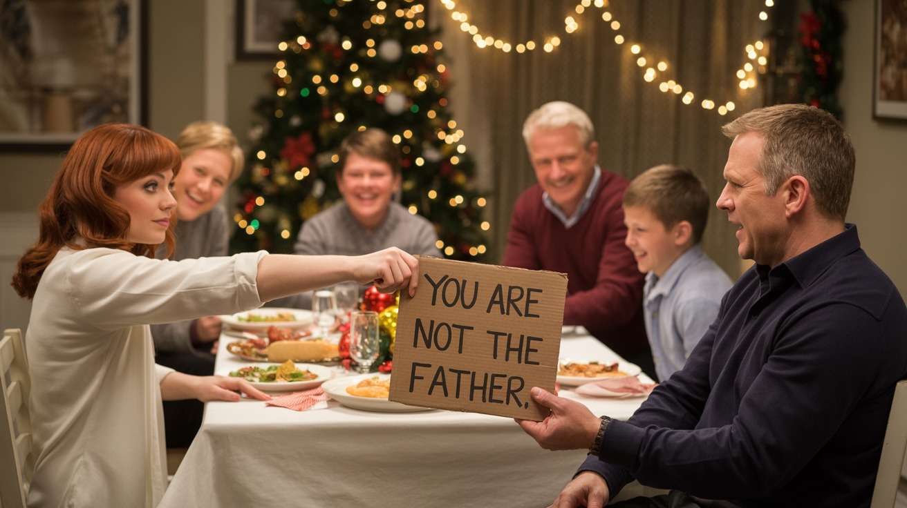 Stepdaughter Hands Stepdad A “You Are Not The Father” Sign At Christmas Dinner
