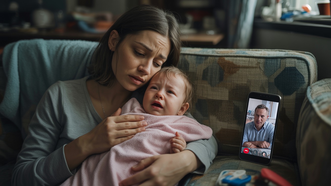 Husband Reunites With Mom Who Abandoned Him, Leaves Wife To Handle Sick Infant