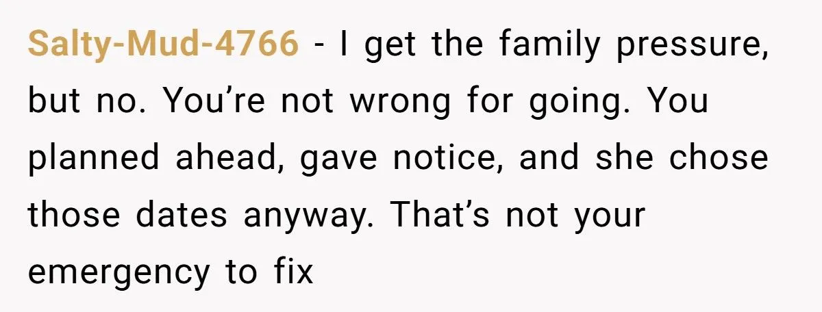 Woman Refuses To Cancel Dream Vacation After MIL Plans Surgery Same Week