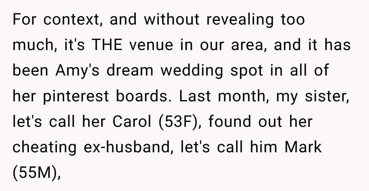 Bride Refuses To Give Up $20K Wedding Venue Even Though Aunt’s Cheating Ex Proposed There