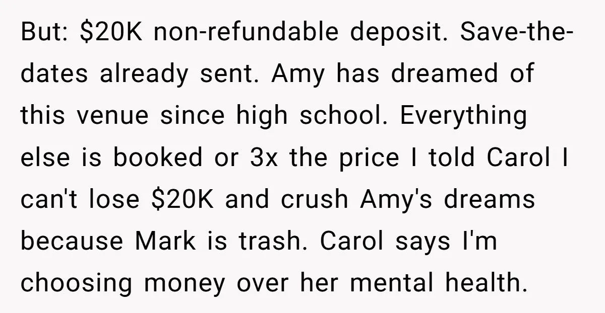 Bride Refuses To Give Up $20K Wedding Venue Even Though Aunt’s Cheating Ex Proposed There