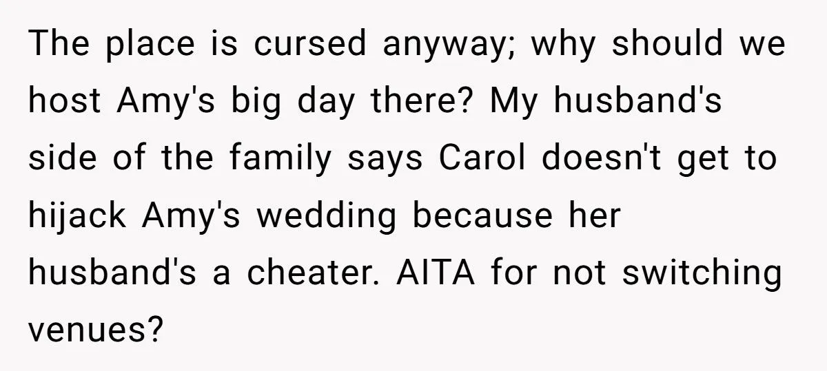 Bride Refuses To Give Up $20K Wedding Venue Even Though Aunt’s Cheating Ex Proposed There