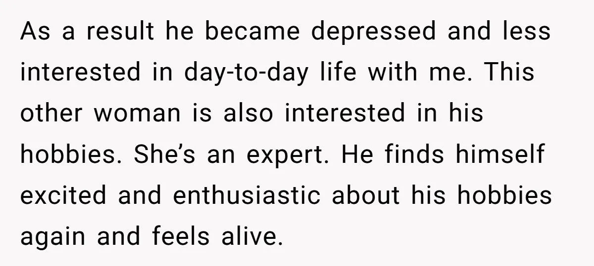 Woman Walked Away After Husband Admits Emotional Connection With Another Woman Over Shared Hobbies