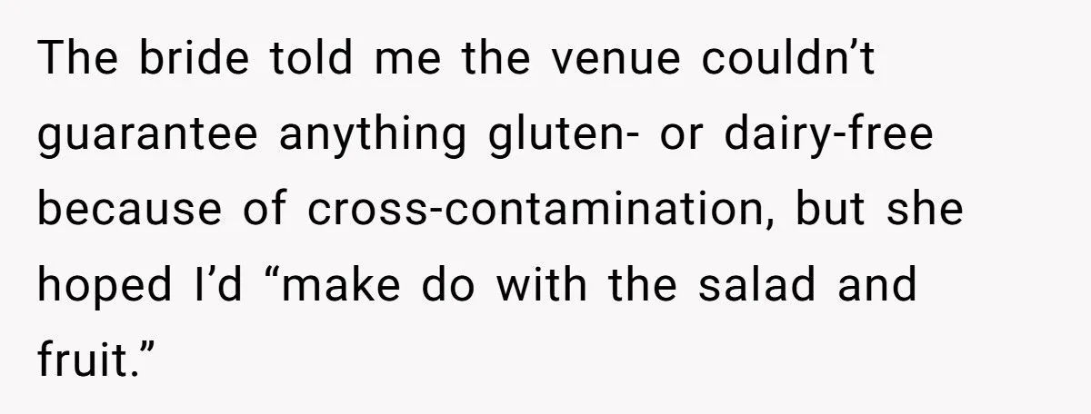 Guest Brings Her Own Food To Wedding After Bride Refuses To Accommodate