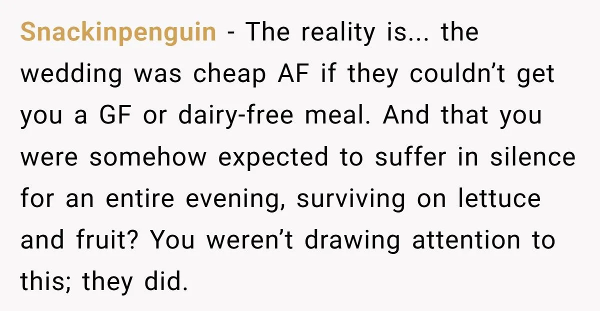 Guest Brings Her Own Food To Wedding After Bride Refuses To Accommodate