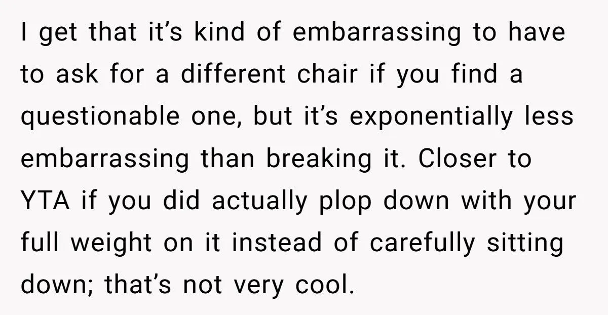 Woman Refuses To Pay For Antique Chair That Collapsed Under Her Weight At Friend’s Game Night Woman Refuses To Pay For Antique Chair That Collapsed Under Her Weight At Friend’s Game Night