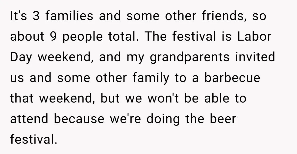 Mom Calls Him Selfish For Attending Beer Festival Instead Of Family BBQ