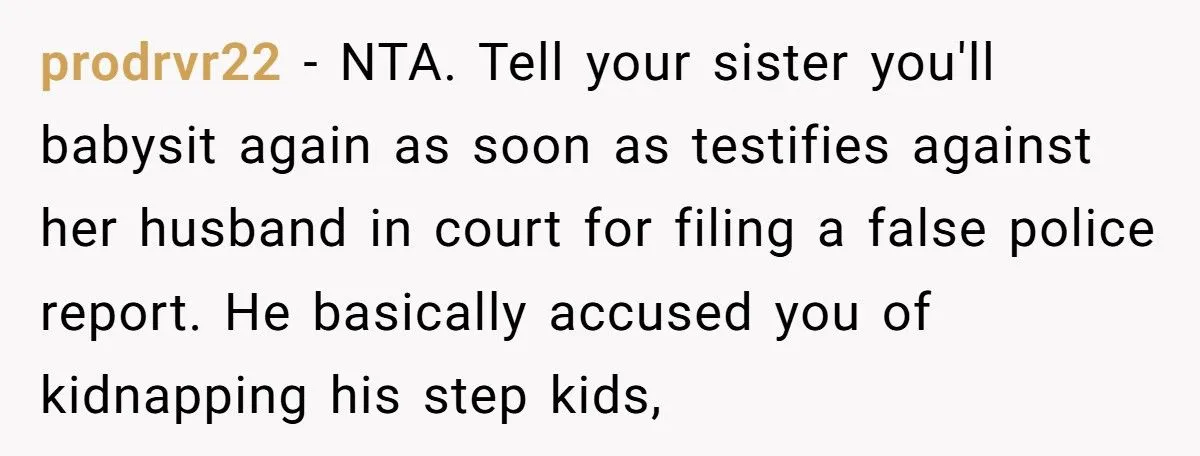 Woman Refuses To Babysit After Brother-In-Law Calls Cops On Her For “Kidnapping” Woman Refuses To Babysit After Brother-In-Law Calls Cops On Her For “Kidnapping”