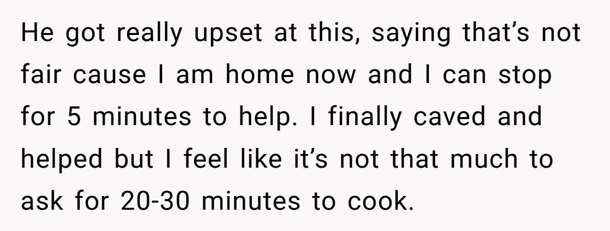 Husband Melts Down When Asked To Parent For 30 Minutes While Wife Cooks