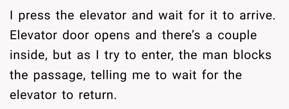 Wife Begs Husband To Let Stranger In Elevator, He Refuses And She Can’t Stop Laughing At What Happens Next