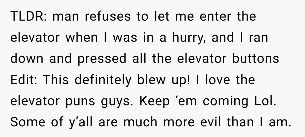 Wife Begs Husband To Let Stranger In Elevator, He Refuses And She Can’t Stop Laughing At What Happens Next
