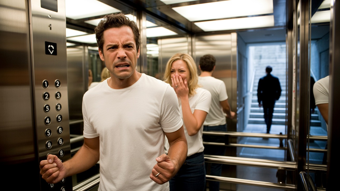 Wife Begs Husband To Let Stranger In Elevator, He Refuses And She Can’t Stop Laughing At What Happens Next