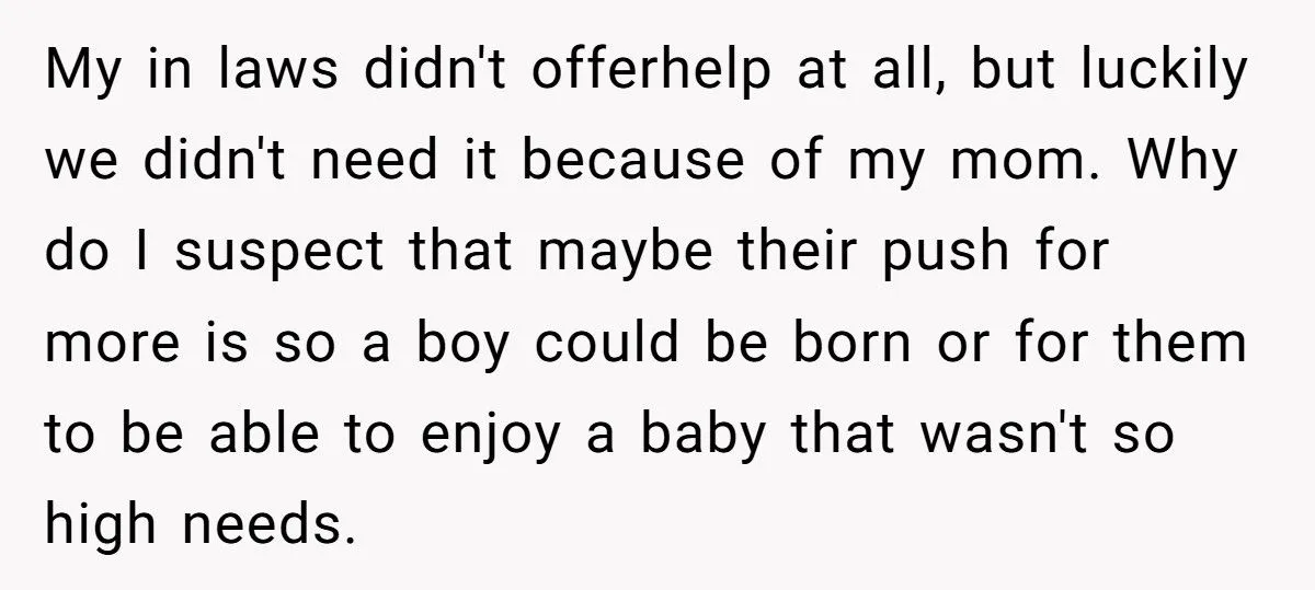 Wife Tells In-Laws They Don’t Deserve More Grandkids After Failing To Support Her With High-Needs Baby