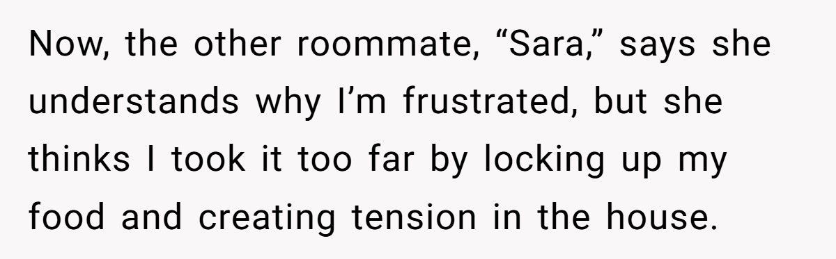 Roommate Furious After Being Busted For Stealing Food, Calls Pantry Lock “Childish”