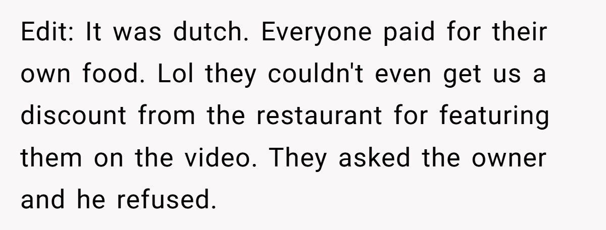 Hungry Diner Refuses To Let Influencers Take Pictures Of Their Food, So They Call Diner Selfish