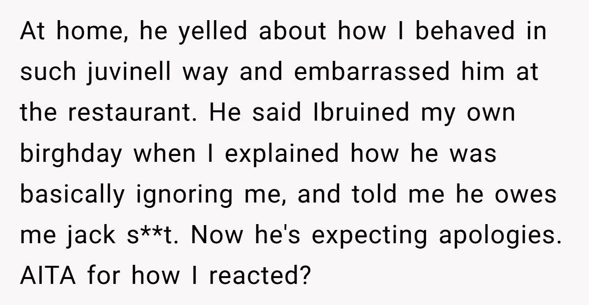 Wife Walks Out Of Her Birthday Dinner After Husband Keeps Ignoring Her