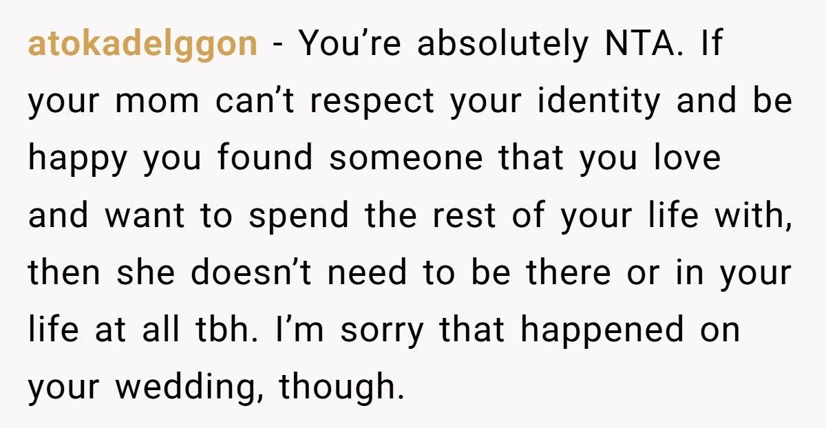Trans Groom Kicks Mom Out After She Calls His Wedding “Disgusting”