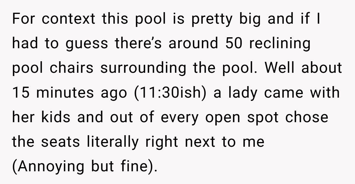 Mom Brings Kids To Empty Pool, Sits Beside Woman, Then Freaks When She Unties Bikini Top