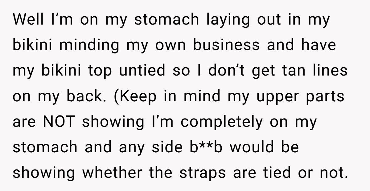 Mom Brings Kids To Empty Pool, Sits Beside Woman, Then Freaks When She Unties Bikini Top