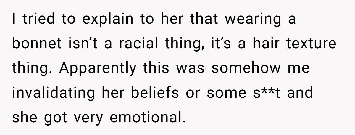 Woman Wears Bonnet To Bed, Dad’s Girlfriend Explodes And Calls Her "Racist"