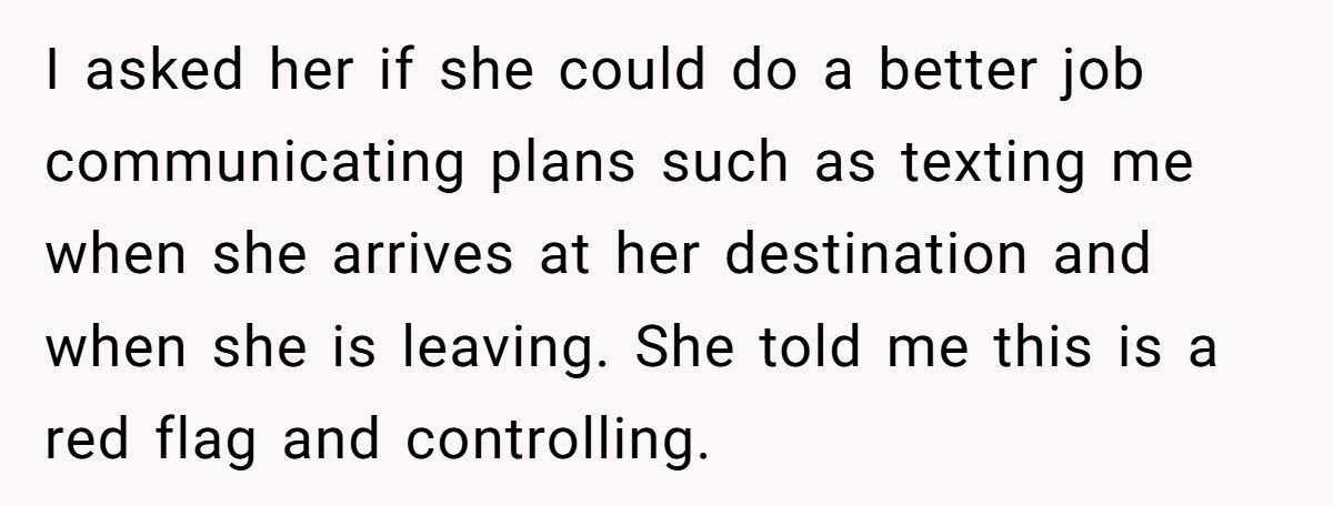 Husband Asks Wife For Simple Travel Texts, She Calls Him Controlling