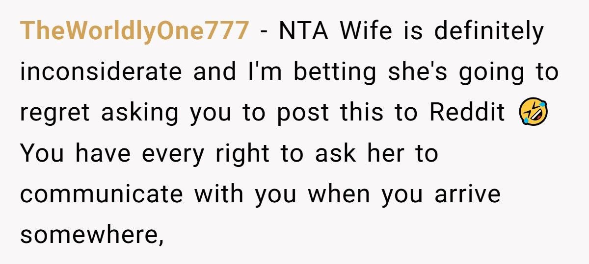 Husband Asks Wife For Simple Travel Texts, She Calls Him Controlling