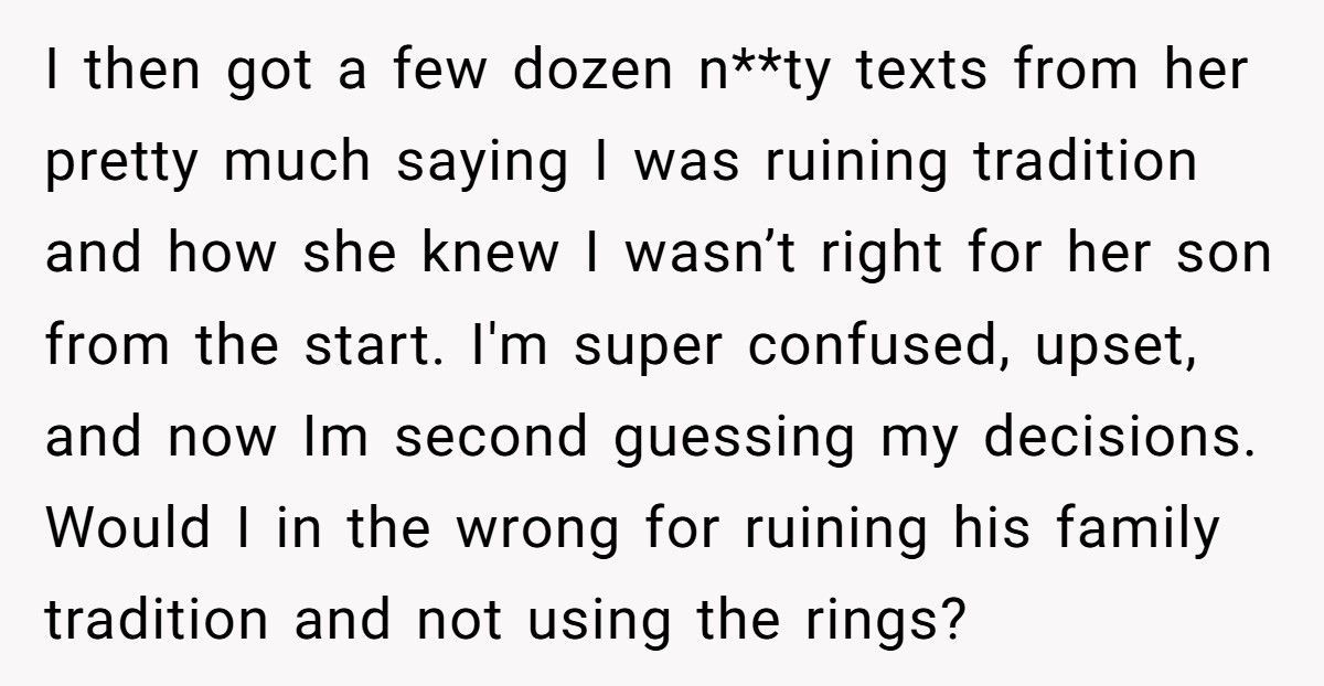 Bride Refuses Fiancé’s “Cursed” Family Rings, His Mother Explodes With Dozens Of Texts