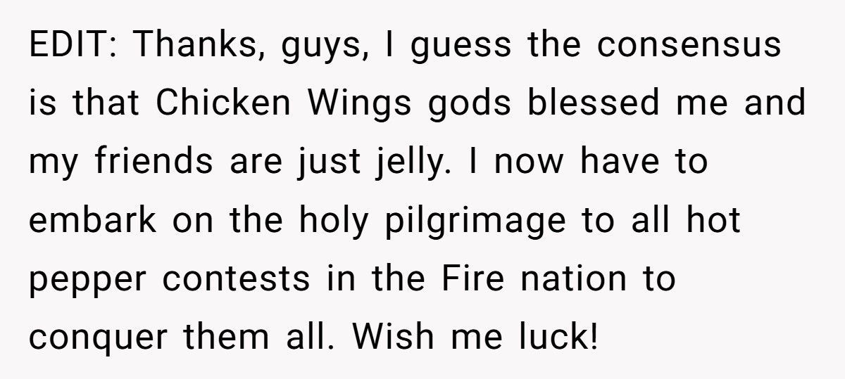 Man Wins Hot Wing Contest Thanks To “Spice-Proof” Genetics, Friends Call Him A Cheater