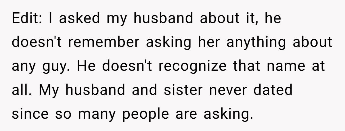 Woman Tells Sister Brother-In-Law Is A Stranger And Demands Him Never Speak To Her
