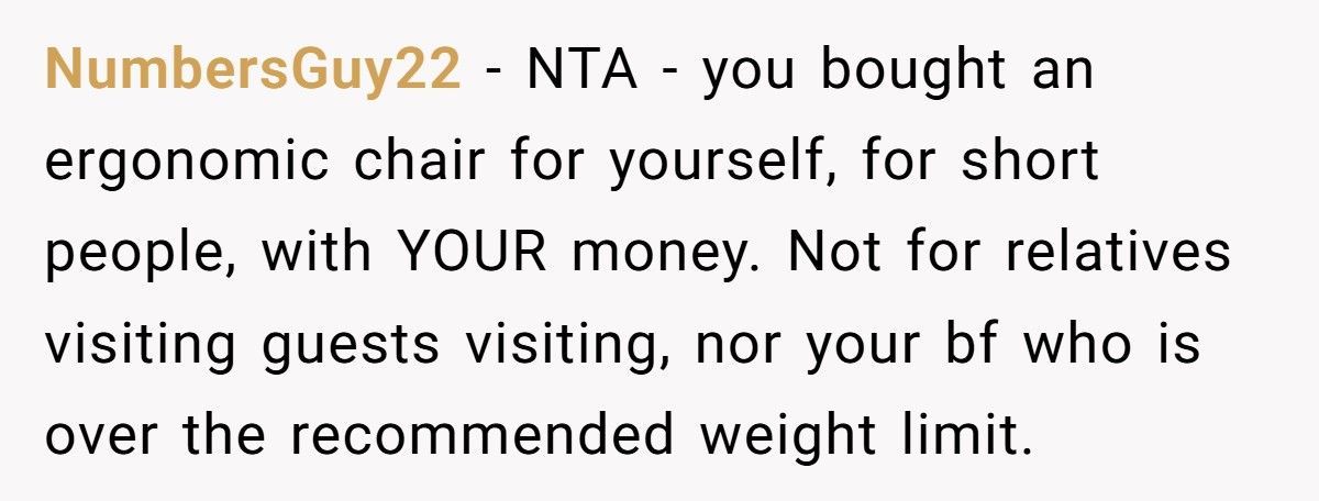 Woman Finally Tells Boyfriend The Real Reason He Can’t Use Her Chair, Now He Won’t Speak To Her