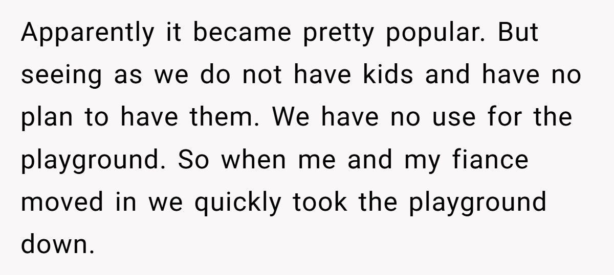 Woman Dismantles Old Jungle Gym On Her Property, Neighbors Demand It Back