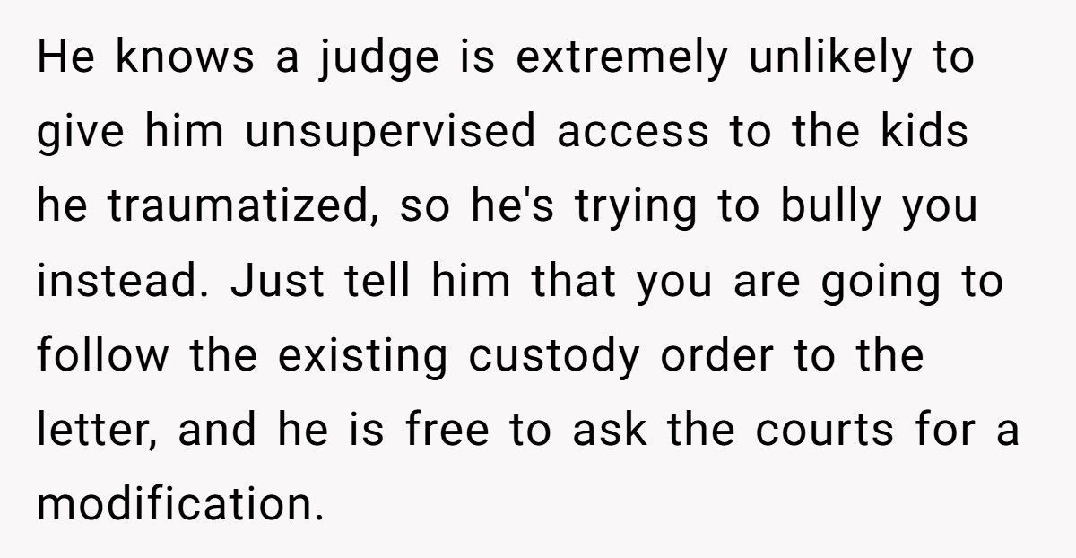 Abusive Ex Demands Unsupervised Visits After Anger Management Therapy Graduation, Mom Says No Abusive Ex Demands Unsupervised Visits After Anger Management Therapy Graduation, Mom Says No