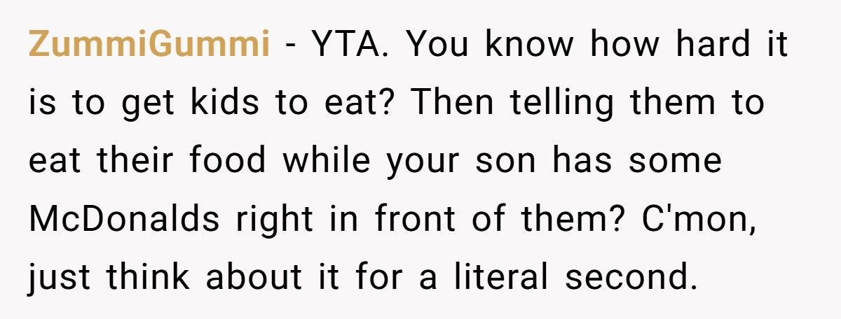 Sister-In-Law Calls Out Brother-In-Law For Bringing McDonald’s For His Son Only