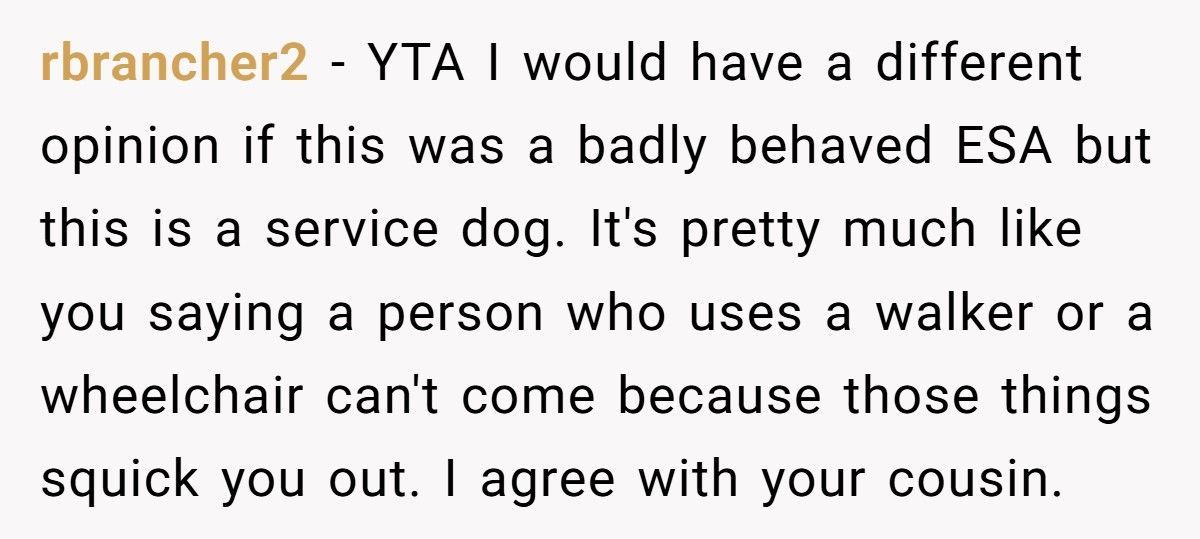 Bride Refuses Cousin’s Service Dog At Wedding, Family Calls Her Out For Ableism