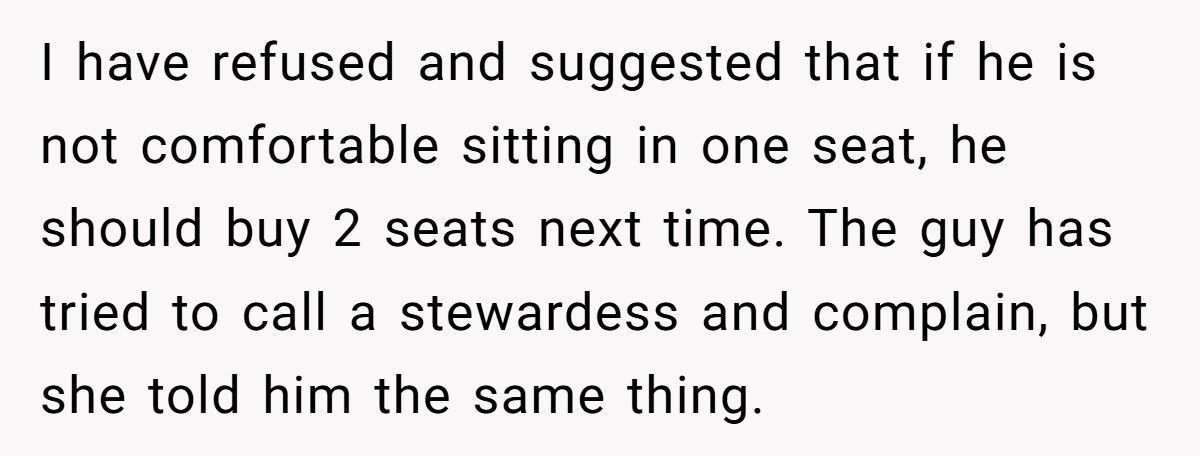 Man Tells Overweight Passenger To Buy Two Seats After Refusing To Swap His Sleeping Fiancée’s Spot On Flight